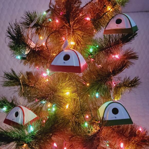 Midwest-CBK Set of 4 Tent Christmas Ornaments Red & White Small Holiday Camping - Picture 9 of 9